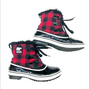 Sorel Buffalo Plaid Rain Snow Boots Size 8